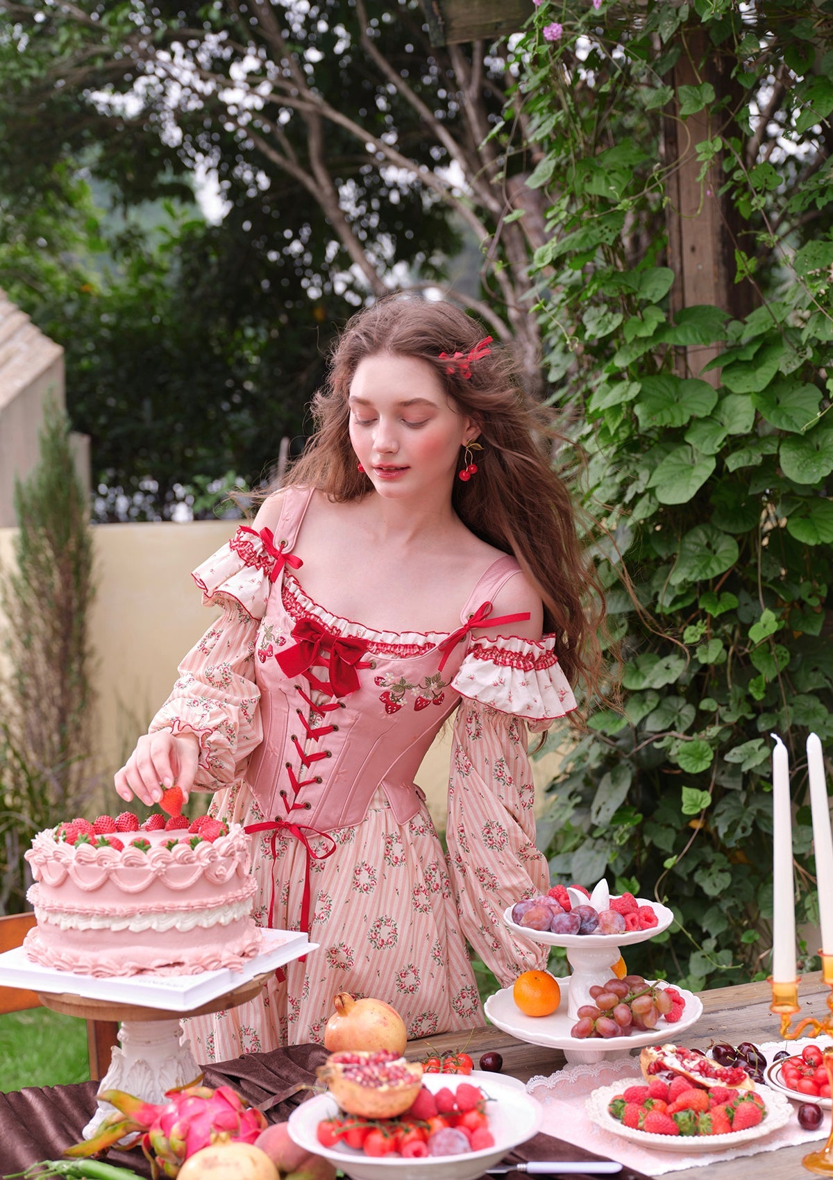 Lacemade ピンクバラの物語コルセットドレス Curve & Plus Rosa Rubus Story Corset Dress