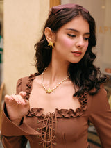 クラシックブラックコーヒーコルセットドレス