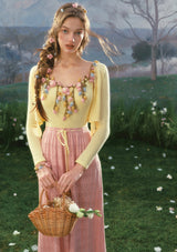 「フラワーバイン柄ニット」カーディガン