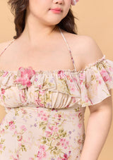 「華やかな花々と陽の下で」ドレス大きいサイズ