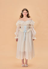 「青い紫陽花」コルセットドレス大きいサイズ