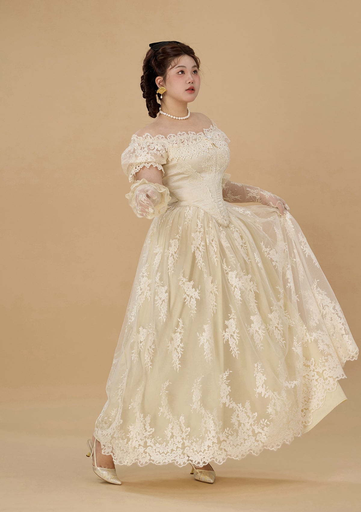 フラワーキャンドル」コルセットドレス大きいサイズ