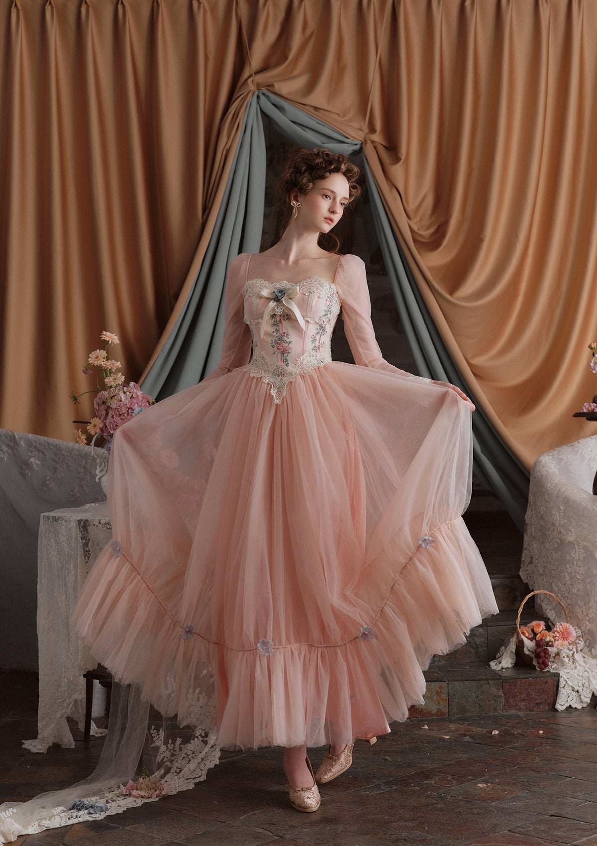 アナリース」ロングスリーブ・コルセットドレス 