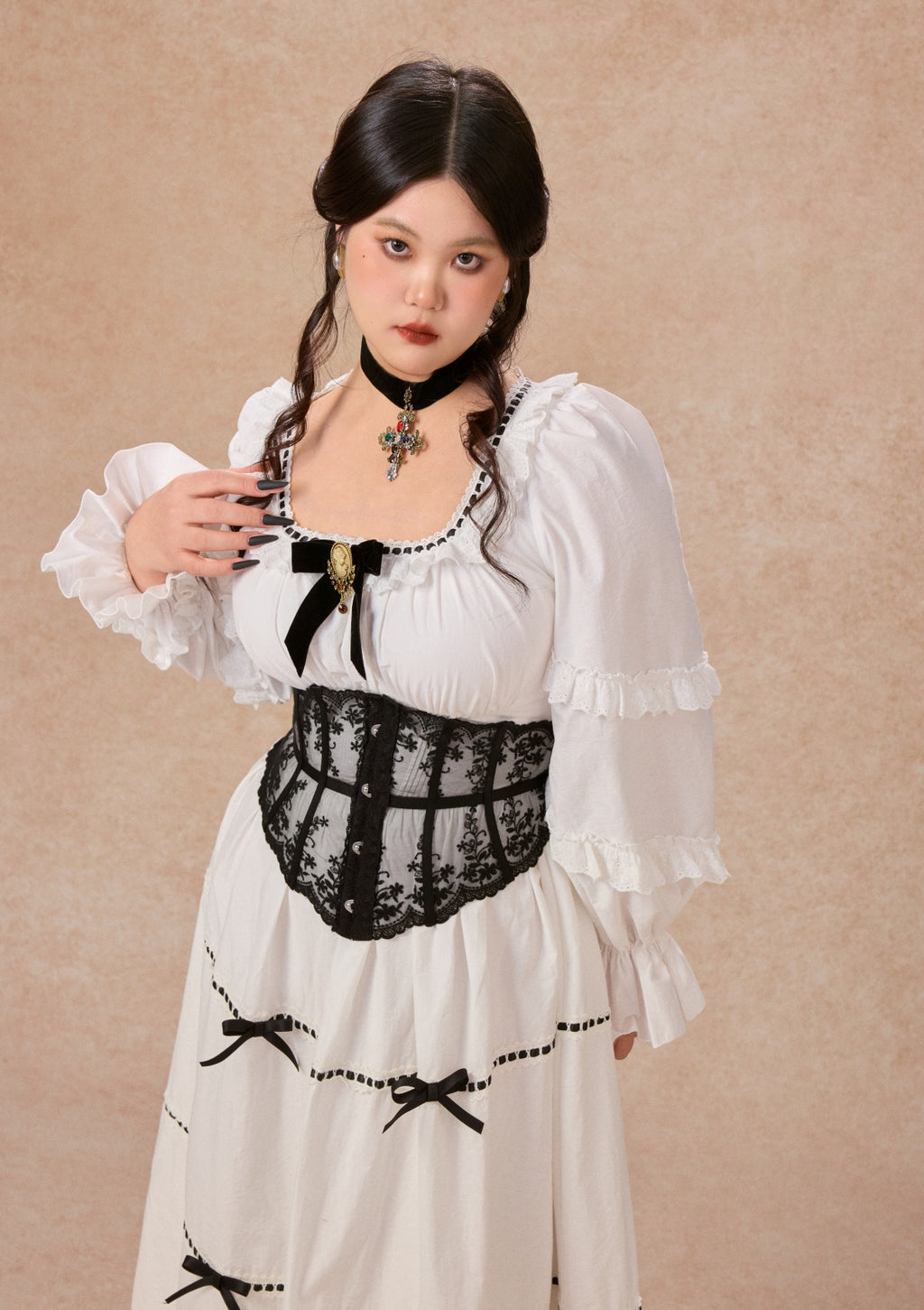 未使用品 アンダーバストコルセット Maya Hansen リボンフリルガーター 未使用品 アンダーバストコルセット Maya Hansen リボンフリルガーター