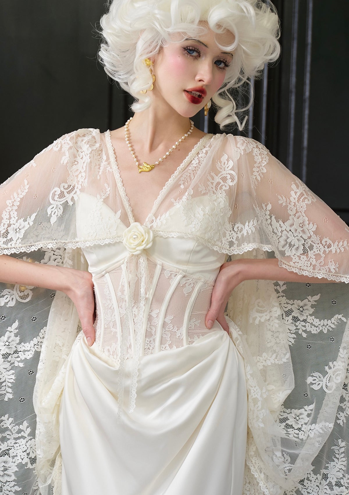 LaceMade「ラズベリー」コルセットドレスとカーディガン セット Lace