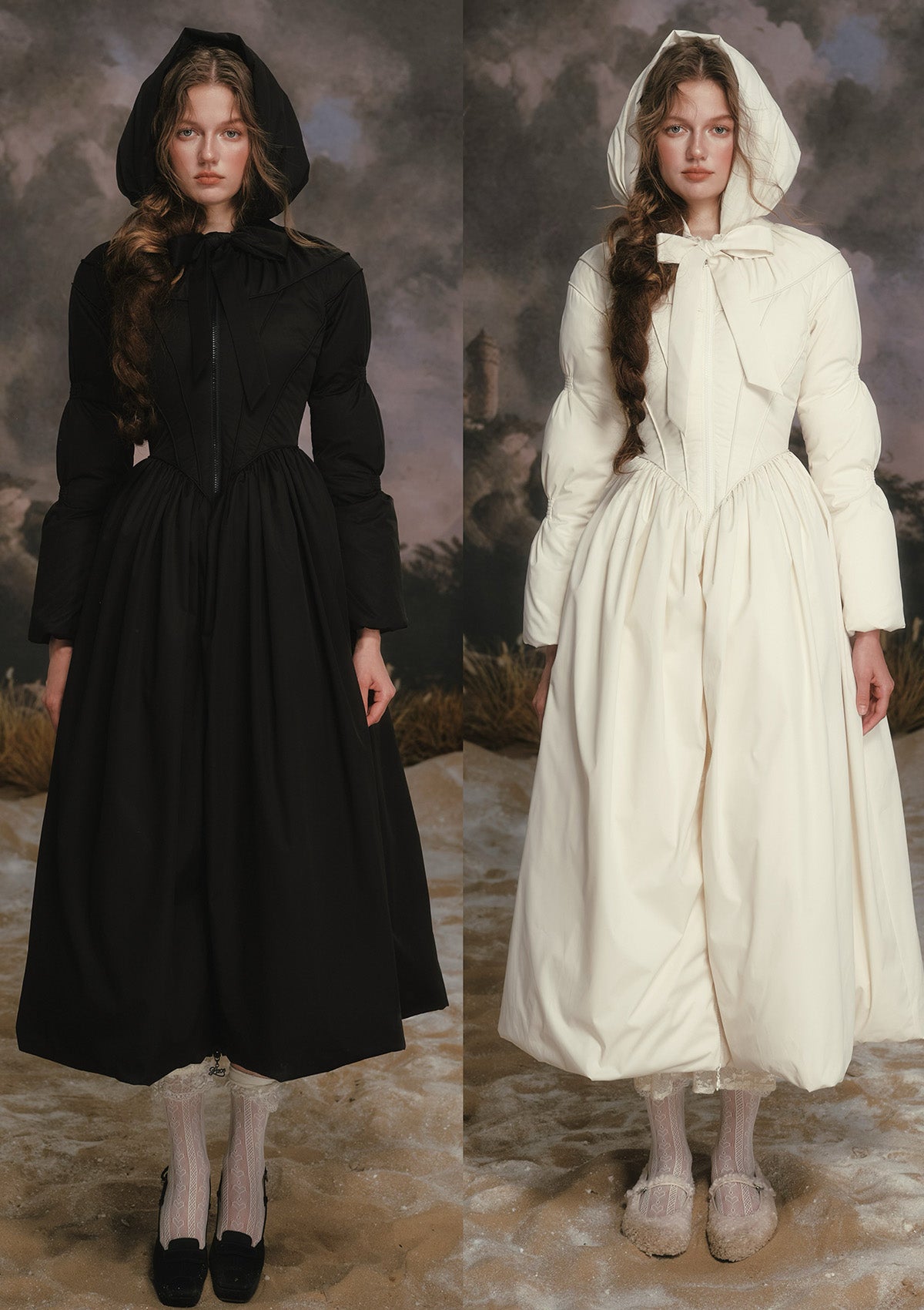 ブラック＆ホワイトウォリアーダウンコート（ブラック）