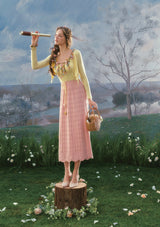 「フラワーバイン柄ニット」カーディガン