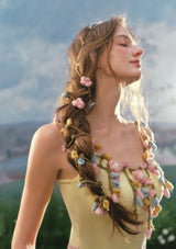 「フラワーバイン柄ニット」ワンピース