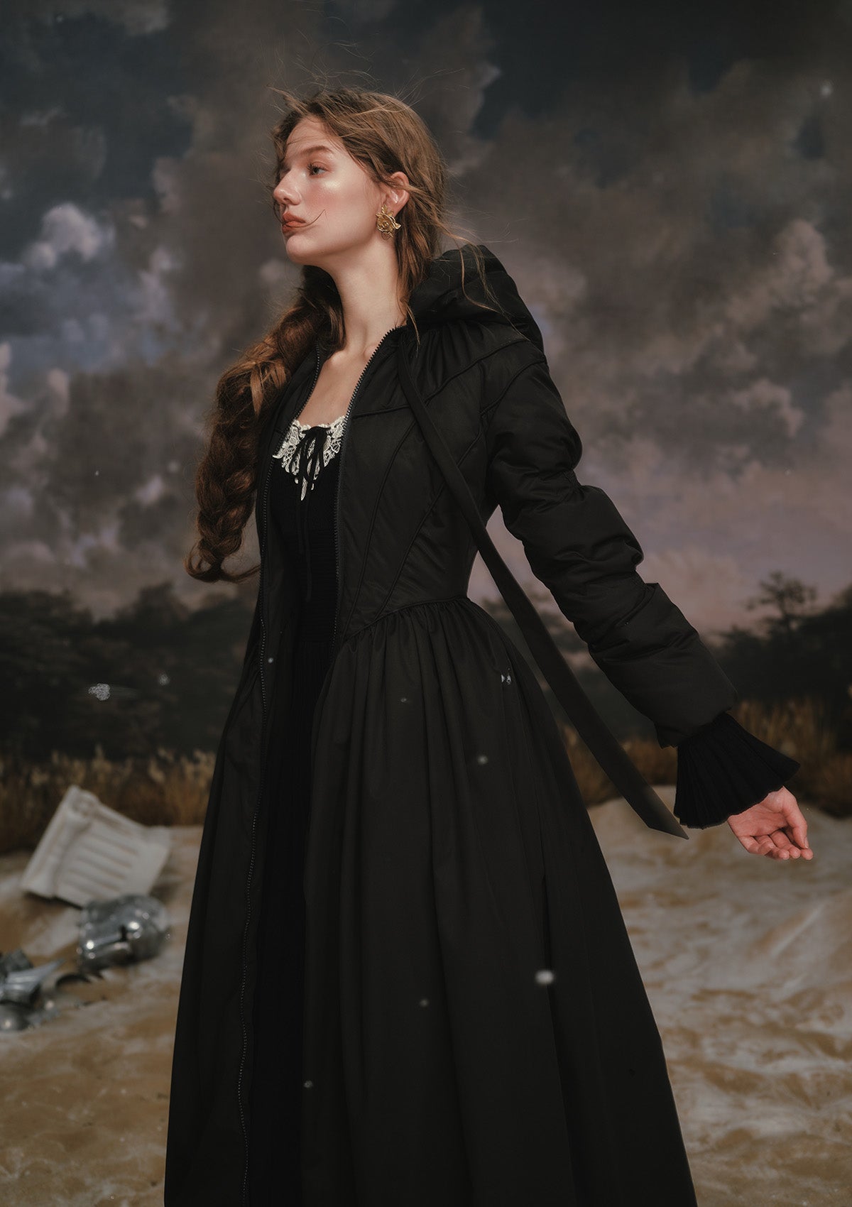 ブラック＆ホワイトウォリアーダウンコート（ブラック）