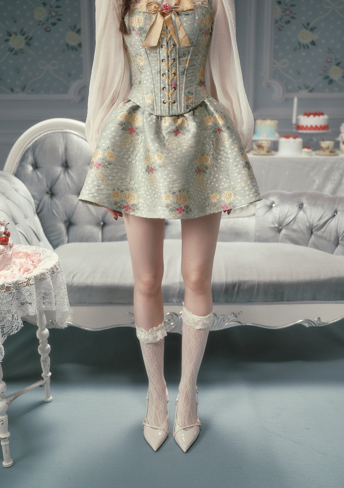 「サマーケチャップ」コルセットドレス XS lace made レースメイド Mary's Garden Poem Corset Dress