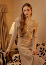 "Miss Mine" three-color knit dress (long)