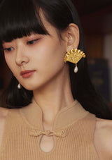 Oriental fan Ear Studs & clip