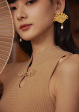 Oriental fan Ear Studs & clip